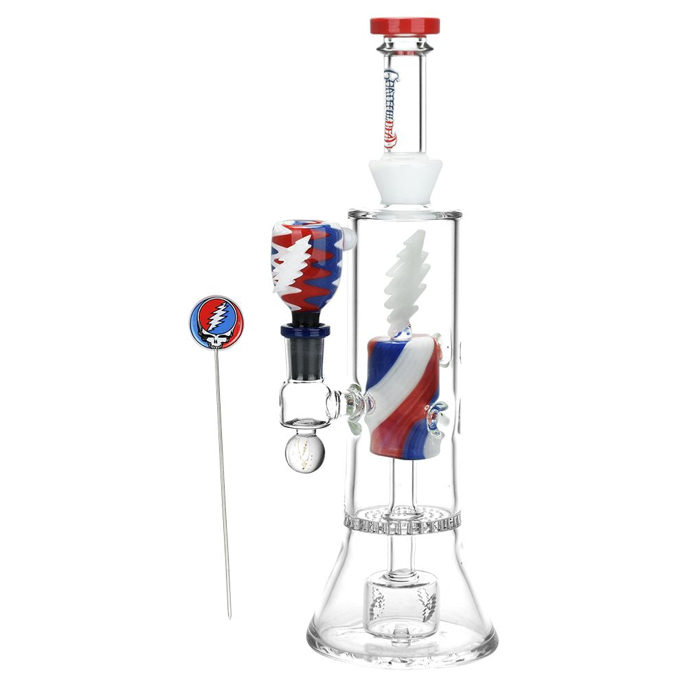 Grateful Dead x Pulsar Lightning Bolt Glass Water Pipe - 11.25" / 14mm F